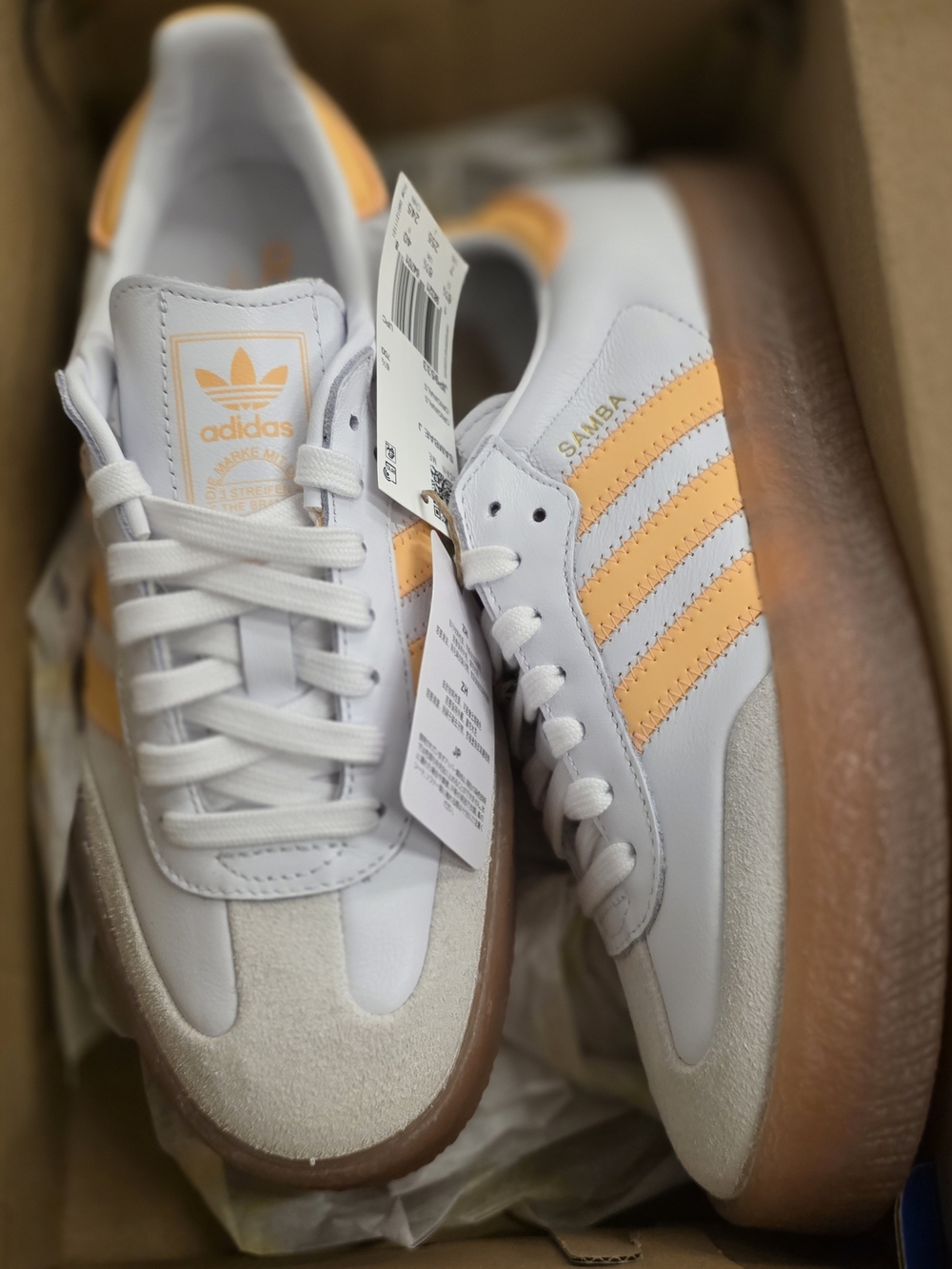 Adidas Samba Women’s Sneakers in White and Peach-Orange